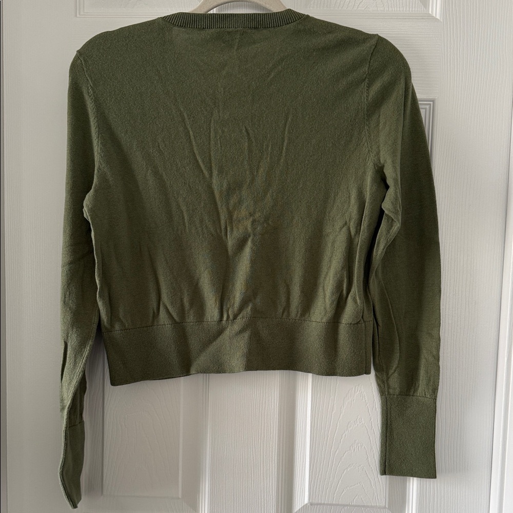 LOFT Olive Button-Up Cardigan - Picture 3 of 3